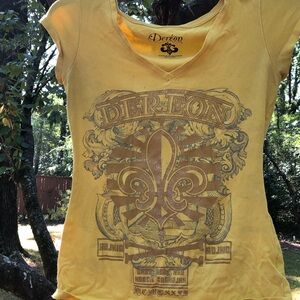 Vintage Dereon Yellow Graphic Short Sleeve Top